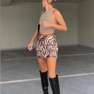 NEW Princess Polly Vincent Mini Skirt Beige Zebra Y2K animal print
